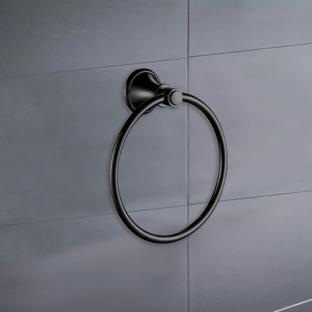 Clasico Vintage Towel Ring in Matt Black - 66503MB