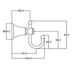 Clasico Vintage Robe Hook in Matt Black - 66506MB