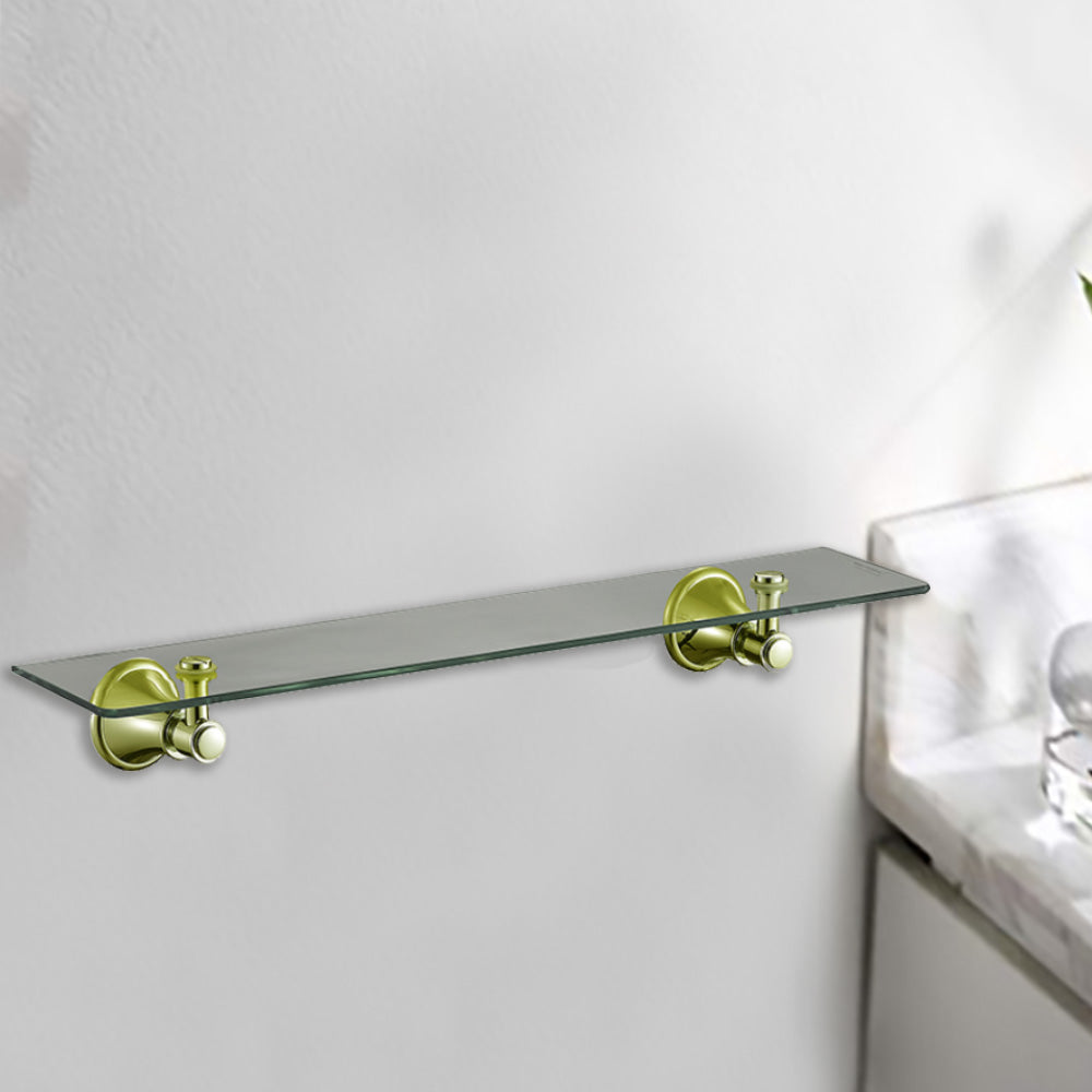 Clasico Vintage Glass Shelf in Brushed Gold - 66509BG
