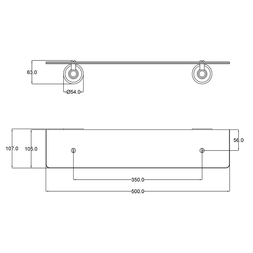 Clasico Vintage Glass Shelf in Matt Black - 66509MB