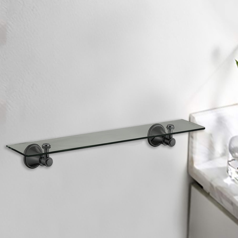 Clasico Vintage Glass Shelf in Matt Black - 66509MB