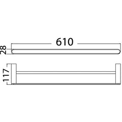 Dove Double Towel Rail 610mm Chrome 7302-610-CH