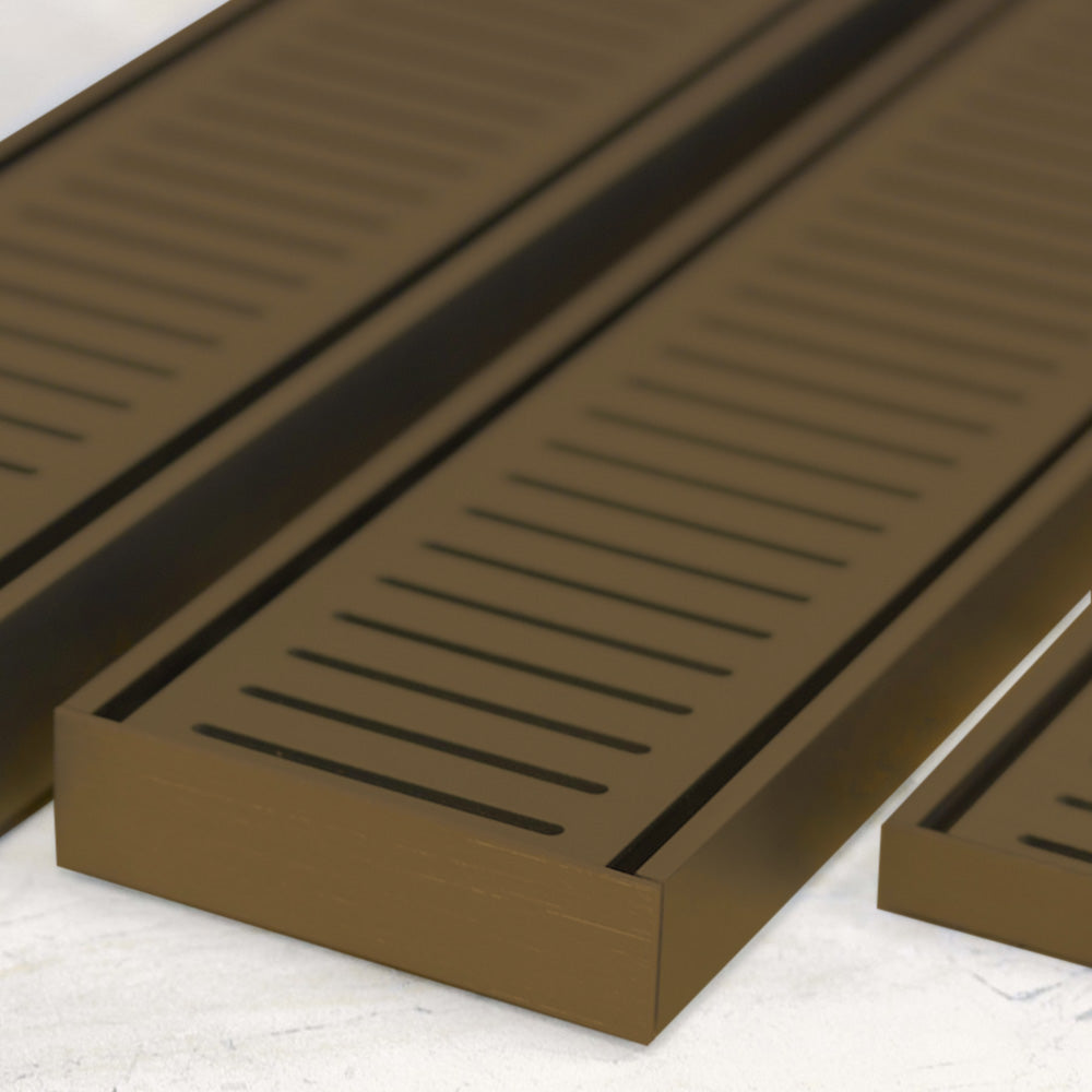 Custom Made Slimline Shower Grate Drain Antique Brass 300-3000x100x21mm