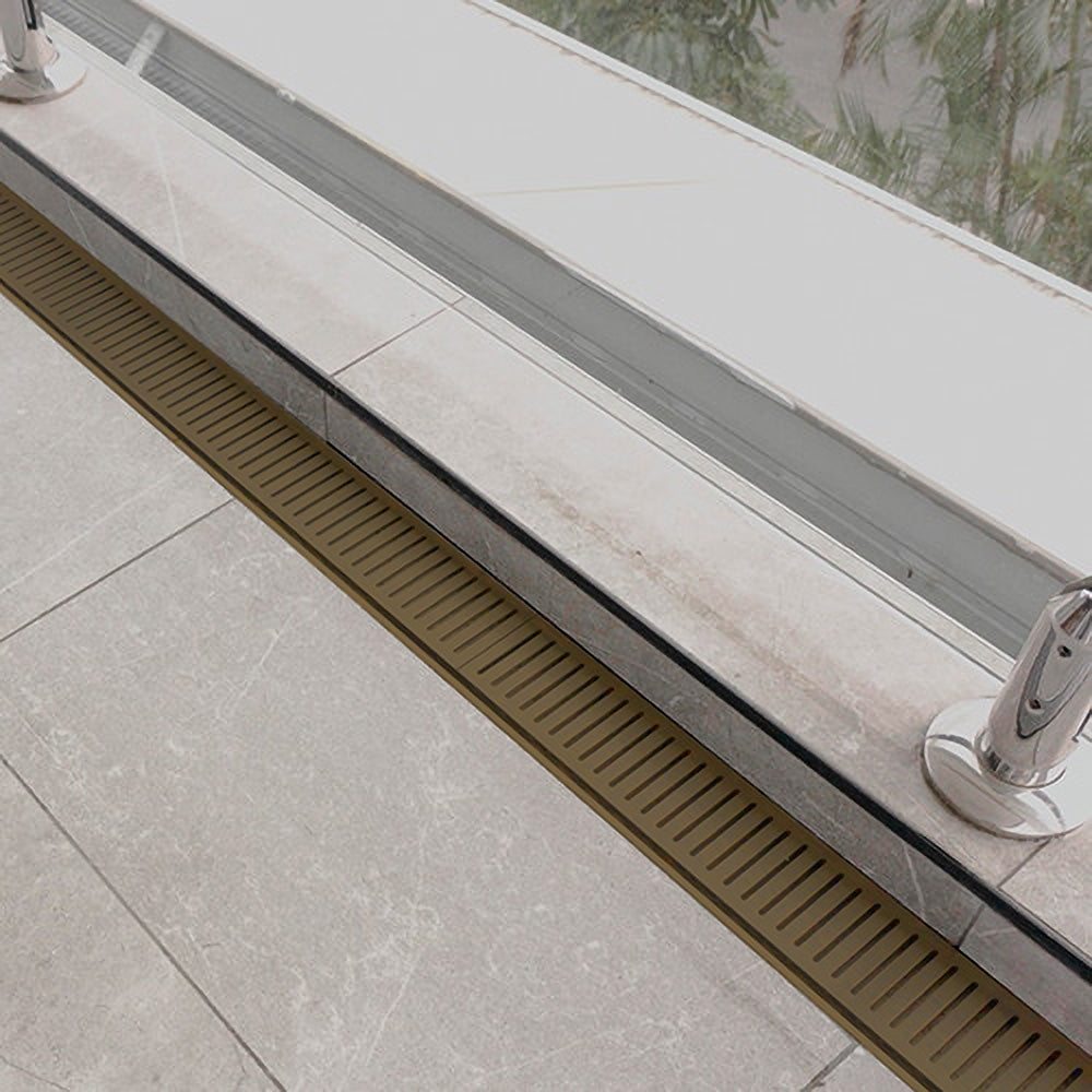Custom Made Slimline Shower Grate Drain Antique Brass 300-3000x100x21mm