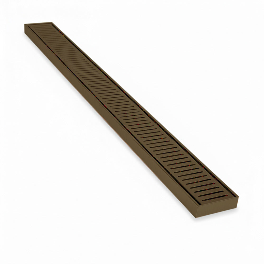 Custom Made Slimline Shower Grate Drain Antique Brass 300-3000x100x21mm