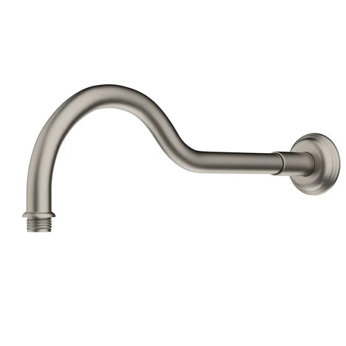 Clasico Round Brushed Nickel Curved Shower Arm Brass - PRY018BN