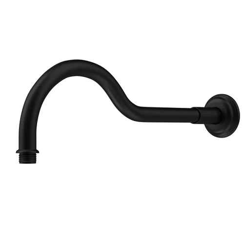 Clasico Round Matt Black Curved Shower Arm Brass - PRY018MB