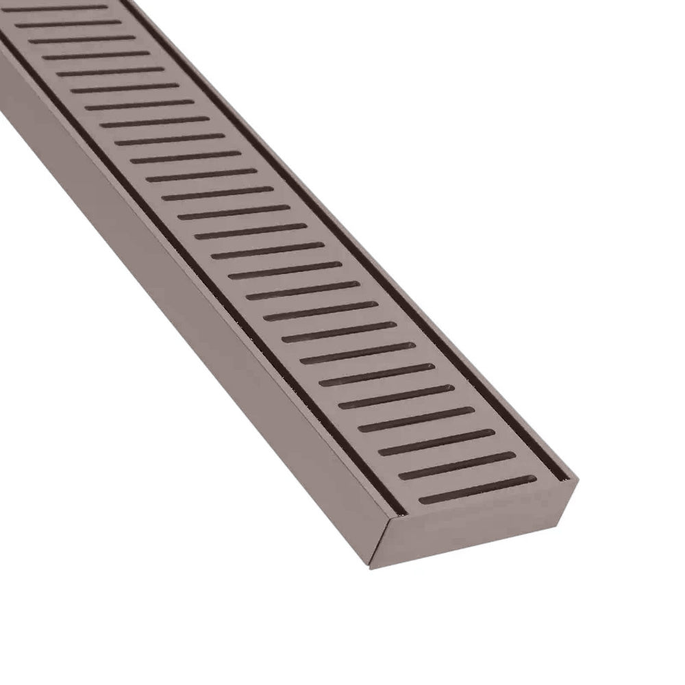 Custom Made Slimline Shower Grate Drain Brush Bronze 300-3000x100x21mm
