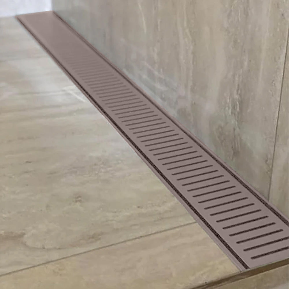 Custom Made Slimline Shower Grate Drain Brush Bronze 300-3000x100x21mm