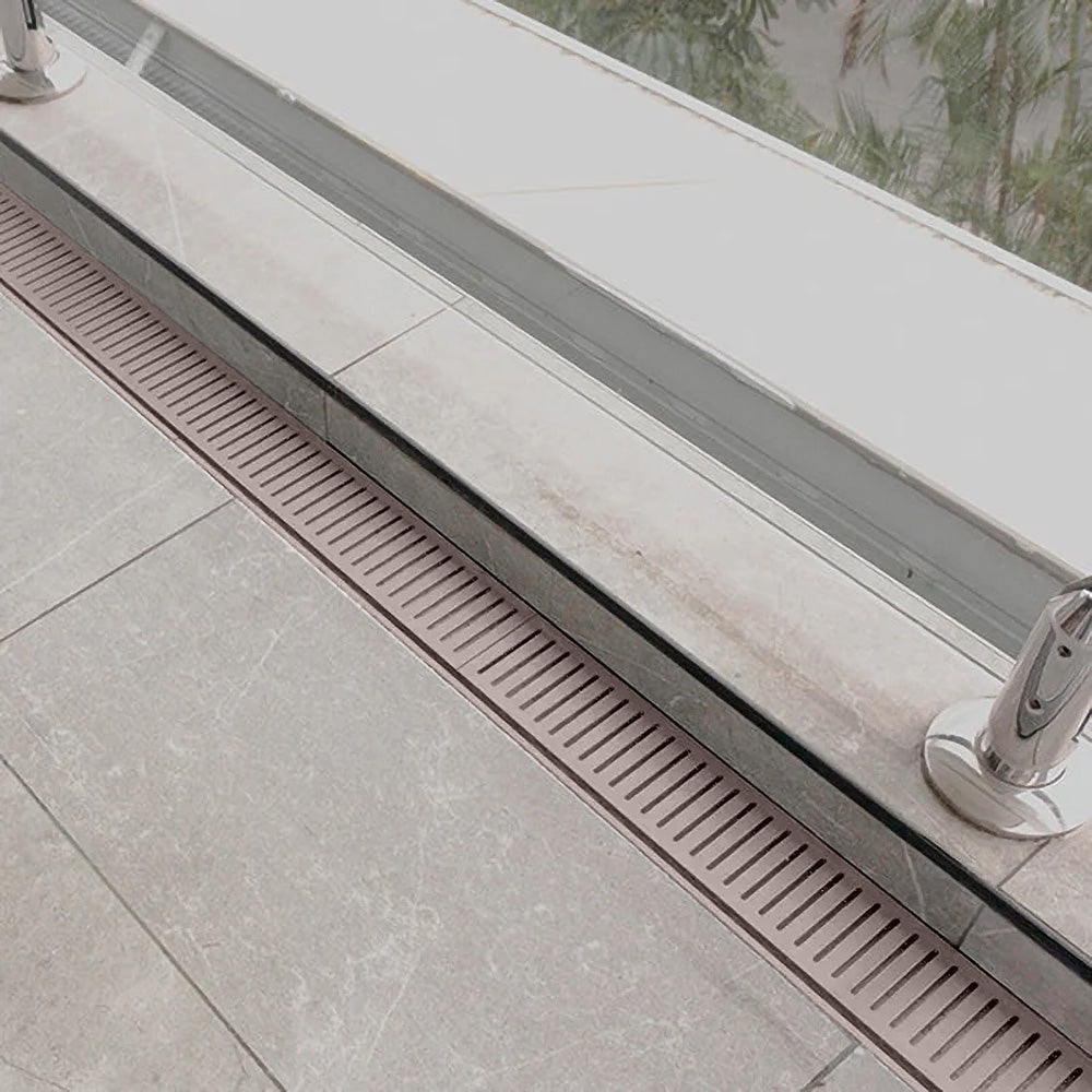 Custom Made Slimline Shower Grate Drain Brush Bronze 300-3000x100x21mm