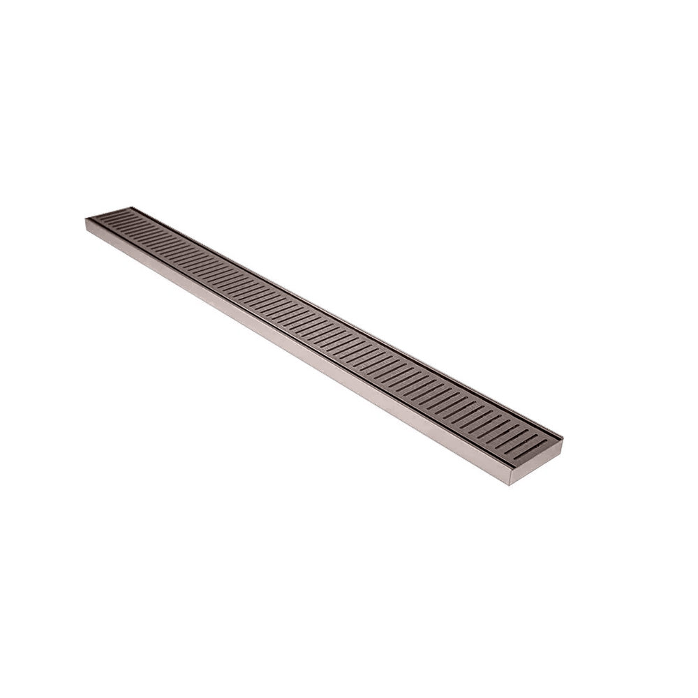 Custom Made Slimline Shower Grate Drain Brush Bronze 300-3000x100x21mm