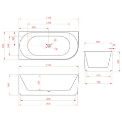 1700 mm Fluted V Groove Corner Matt White Freestanding Bath