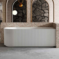1700 mm Fluted V Groove Corner Matt White Freestanding Bath