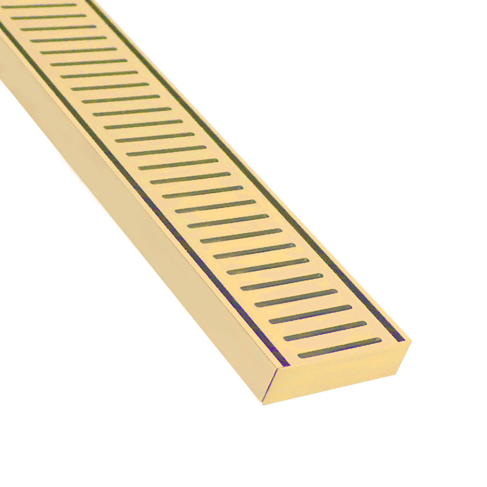 Custom Made Slimline Shower Grate Drain Matt Gold 300-3000x100x21mm