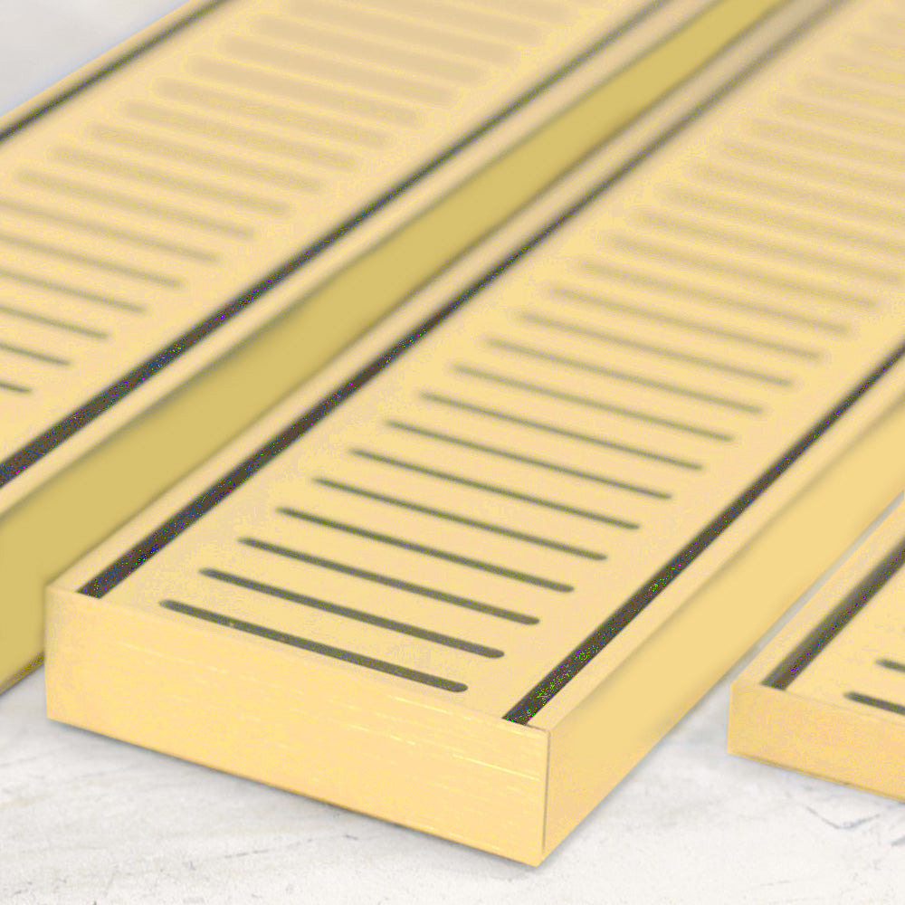 Custom Made Slimline Shower Grate Drain Matt Gold 300-3000x100x21mm
