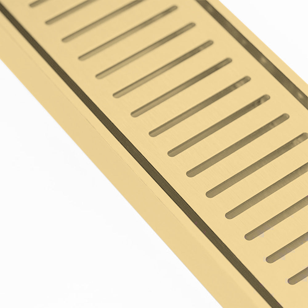 Custom Made Slimline Shower Grate Drain Matt Gold 300-3000x100x21mm