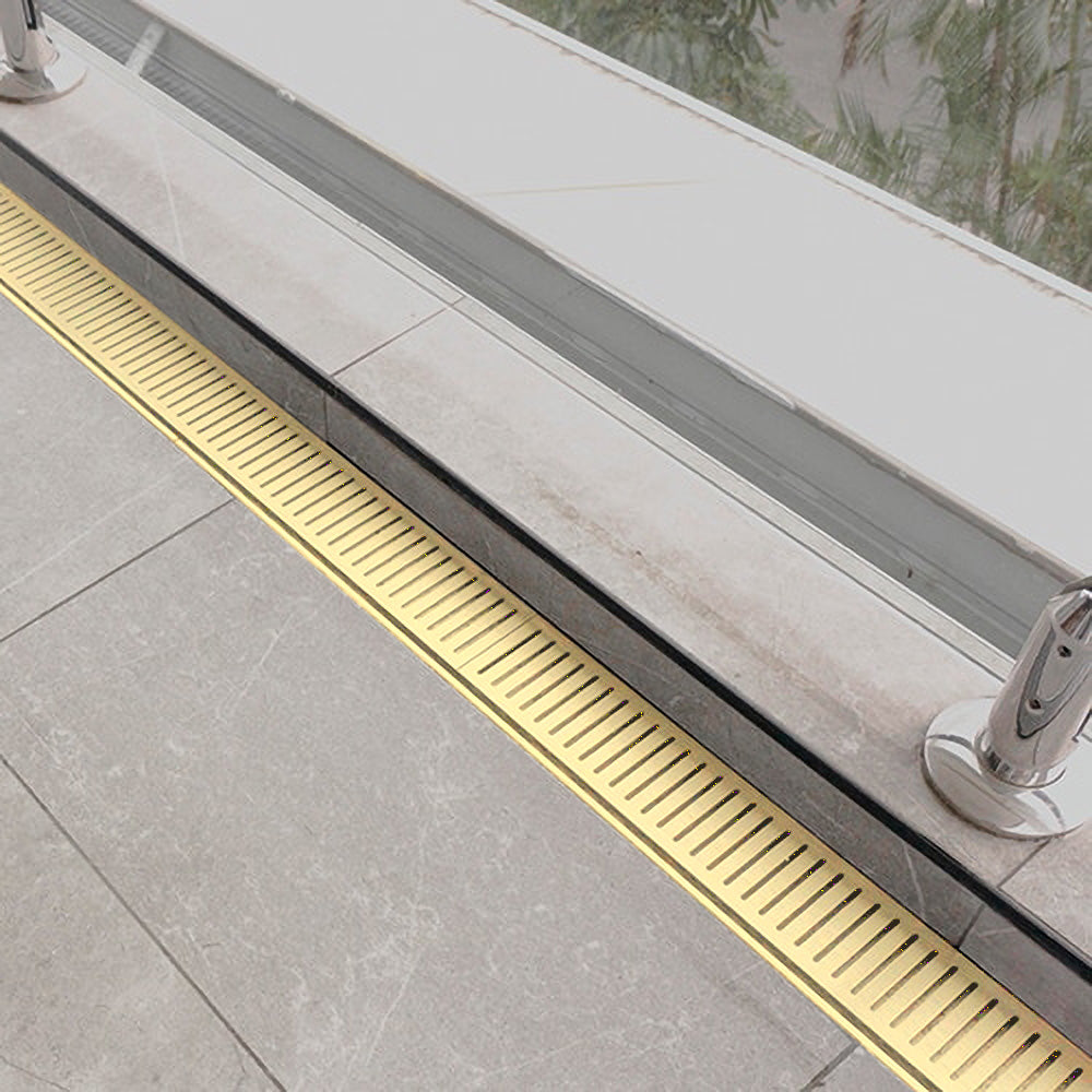 Custom Made Slimline Shower Grate Drain Matt Gold 300-3000x100x21mm