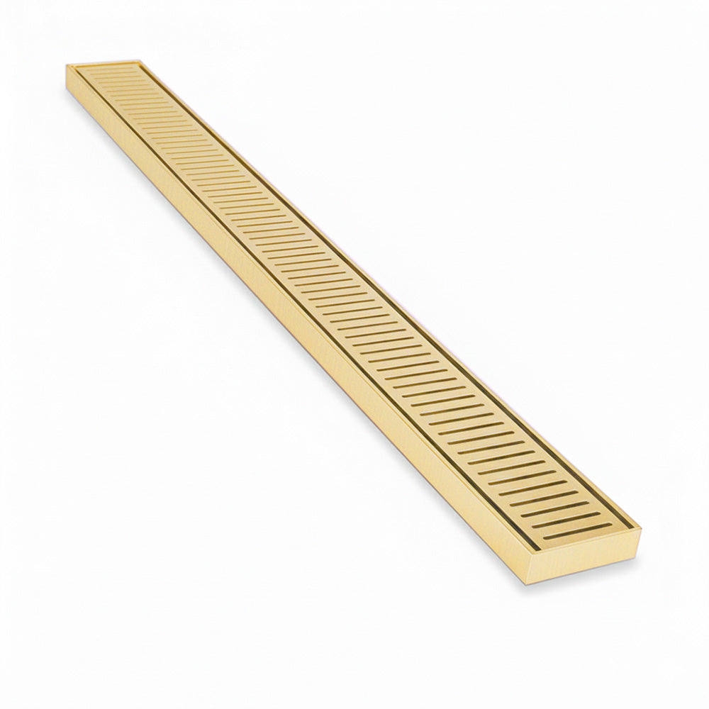 Custom Made Slimline Shower Grate Drain Matt Gold 300-3000x100x21mm