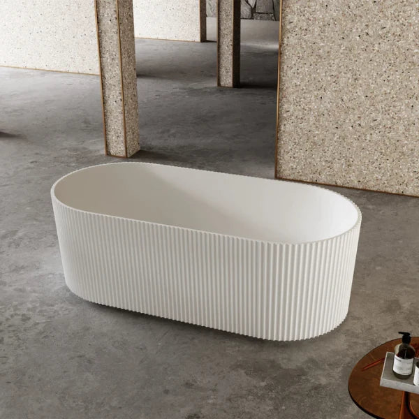 1700mm Fluted V Groove Matt White Freestanding Bath AVALON1700
