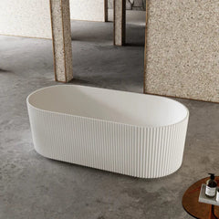1700mm Fluted V Groove Matt White Freestanding Bath AVALON1700