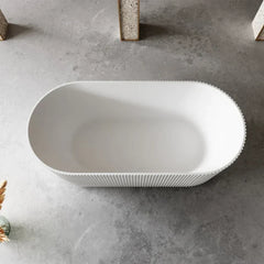1700mm Fluted V Groove Matt White Freestanding Bath AVALON1700