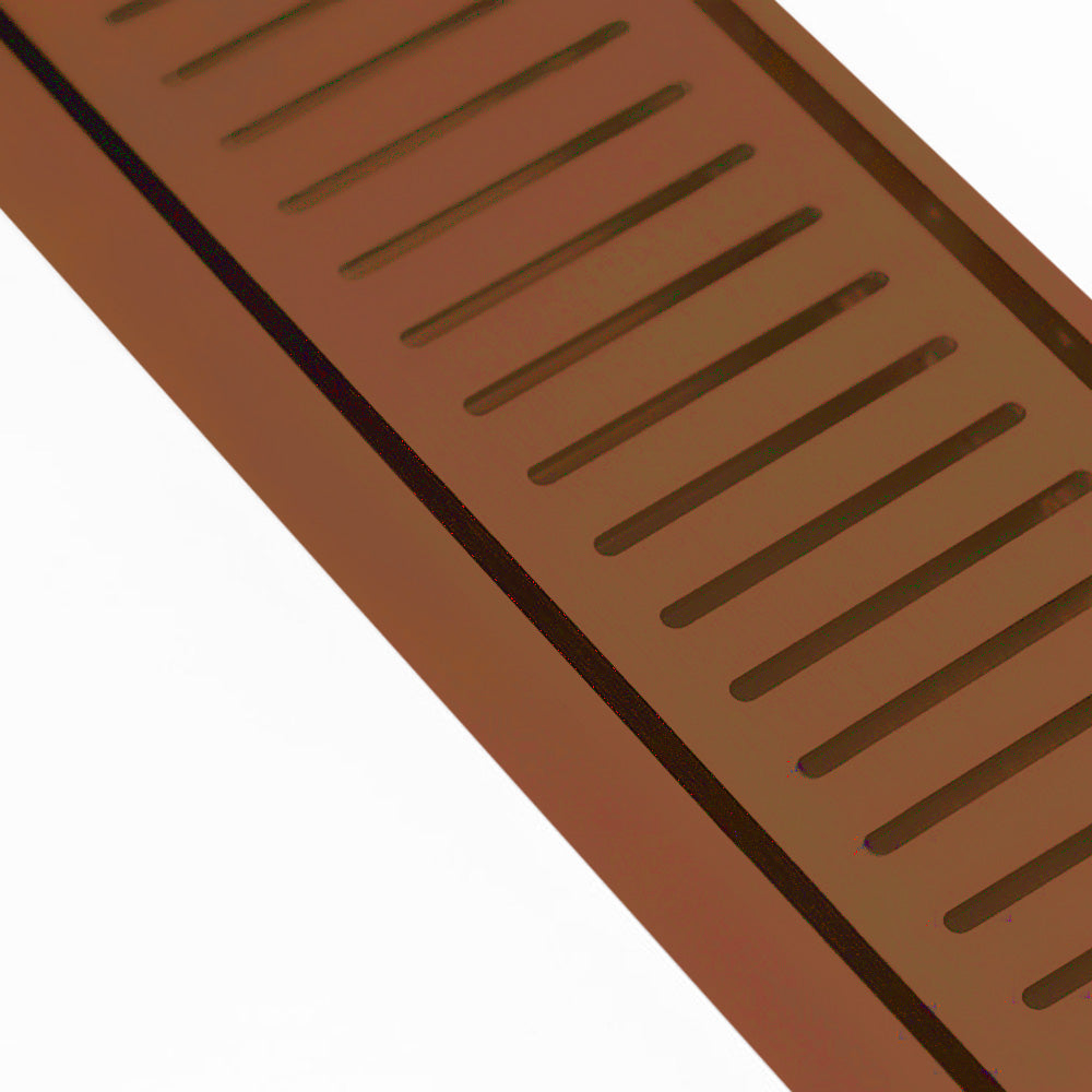Aluminium Slimline Shower Grate Drain Brush Copper 300-3000x100x21mm