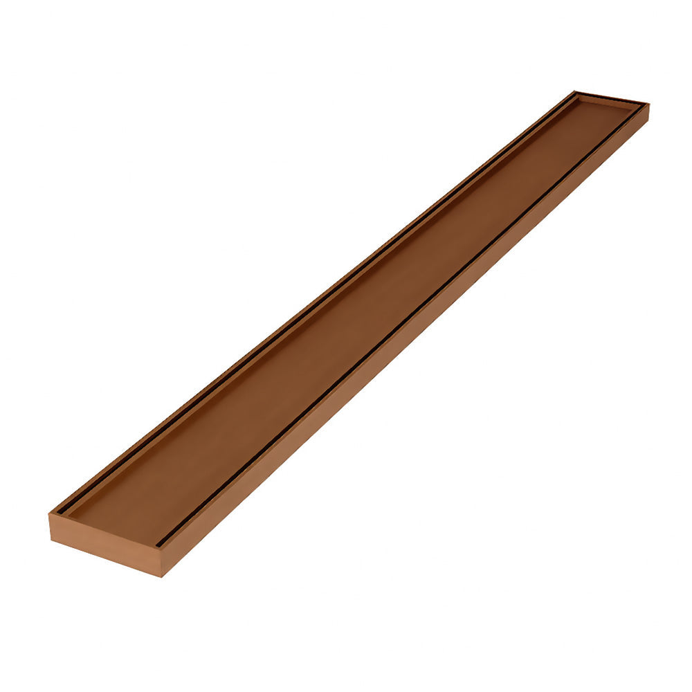 Aluminium Slimline Tile Insert Shower Drain Brush Copper 300-3000x100x21mm