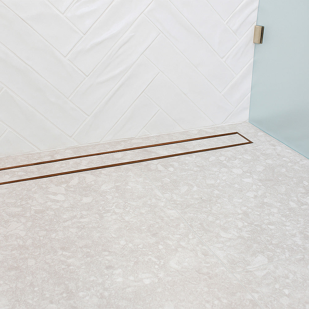 Aluminium Slimline Tile Insert Shower Drain Brush Copper - Takes Tiles Up To 20mm