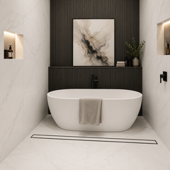 Custom Made Slimline Tile Insert Shower Drain Matt Black 300-3000x100x21mm