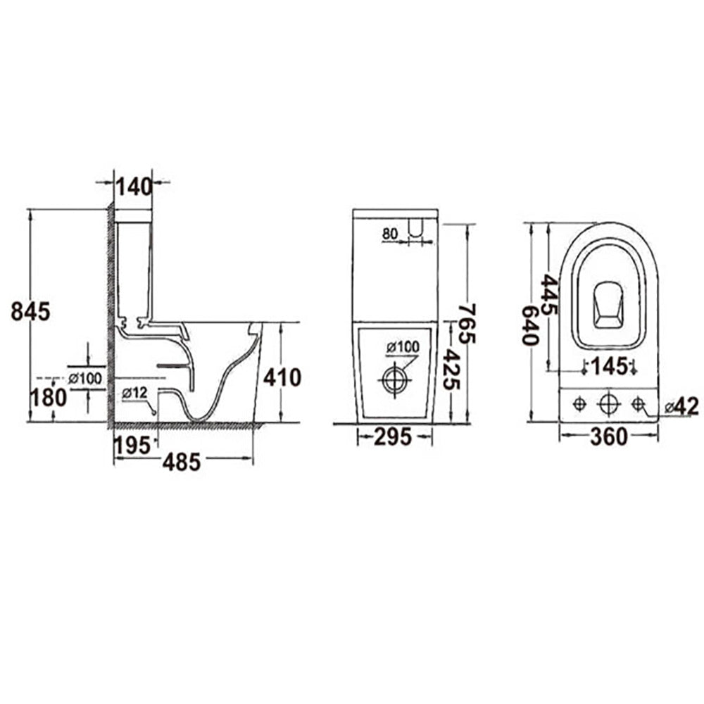 Back To Wall Rimless Toilet Suite Eva