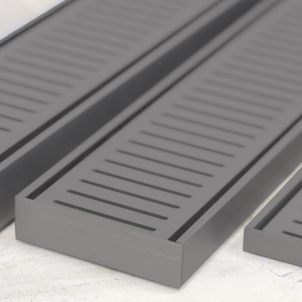 Custom Made Slimline Shower Grate Drain Gun Metal 300-3000x100x21mm