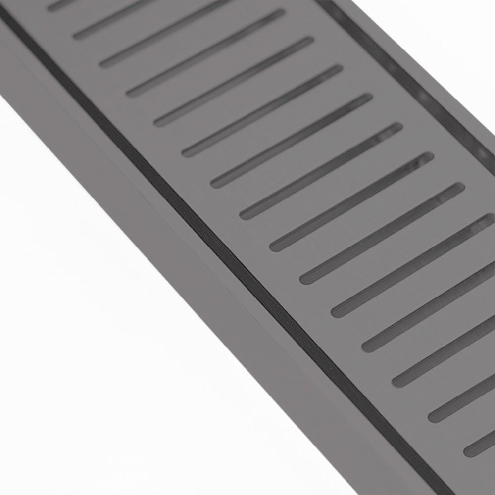 Aluminium Slimline Shower Grate Drain Gun Metal 300-3000x100x21mm