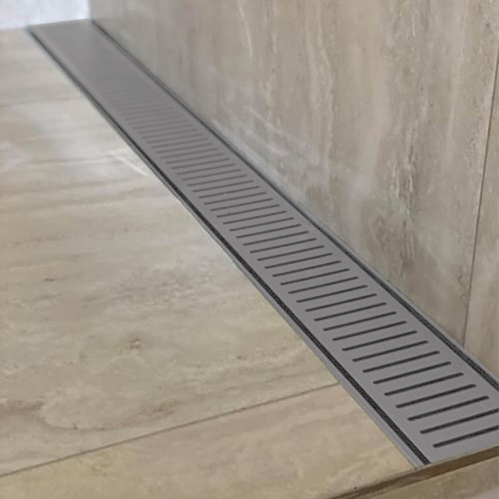Aluminium Slimline Shower Grate Drain Gun Metal 300-3000x100x21mm