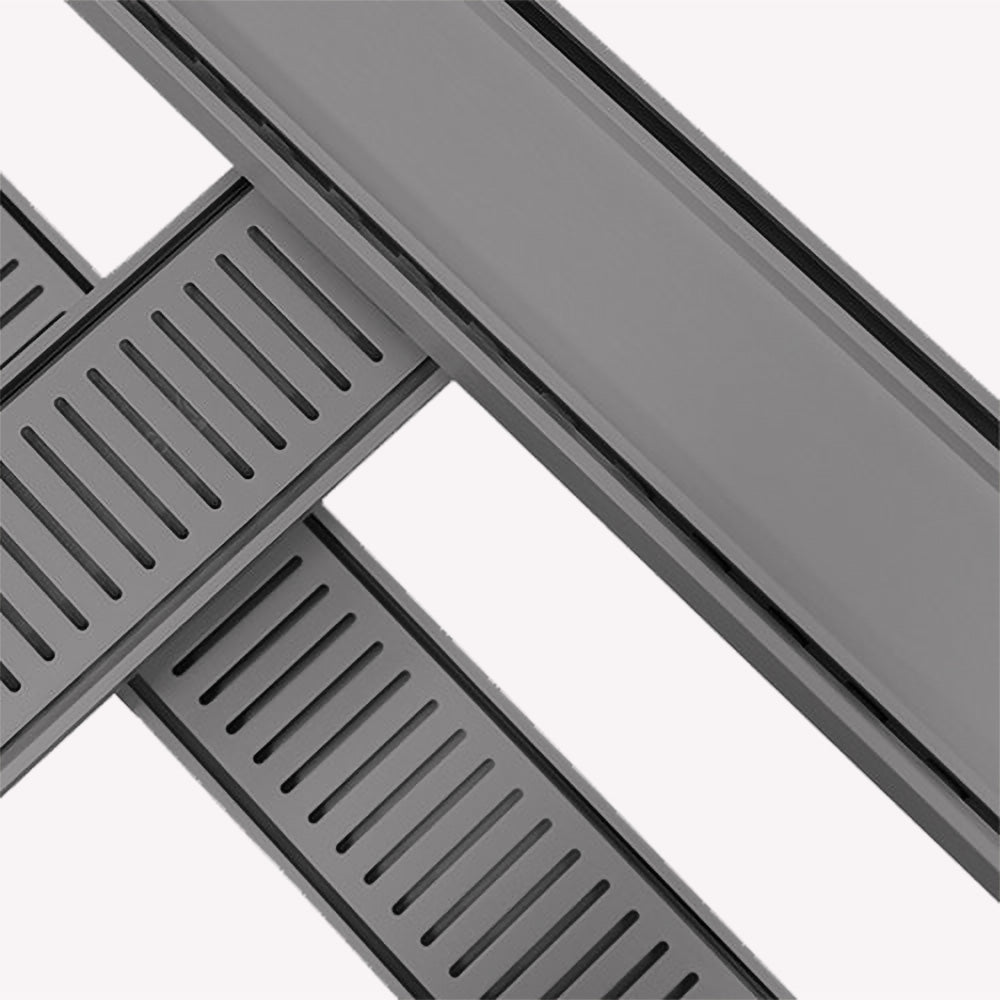 Custom Made Slimline Tile Insert Shower Drain Gun Metal 300-3000x100x21mm