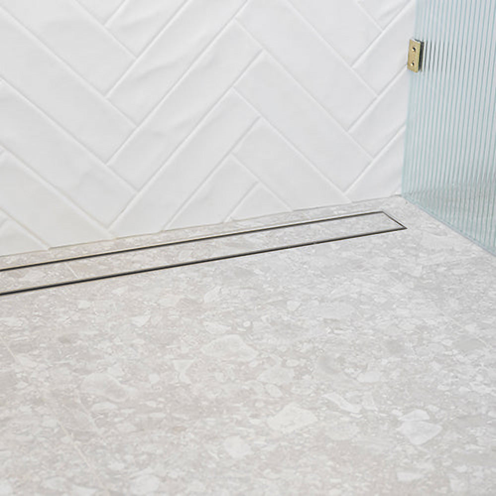 Aluminium Slimline Tile Insert Shower Drain Gun Metal - Takes Tiles Up To 20mm