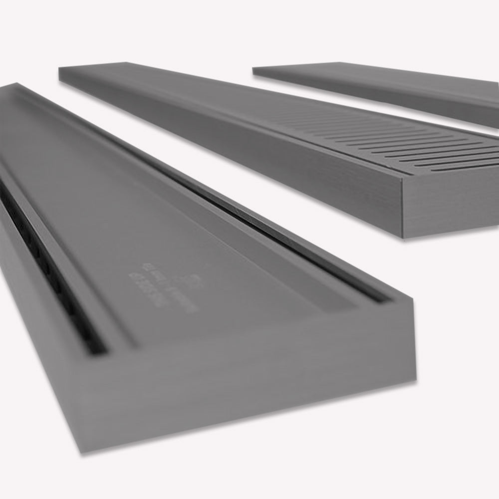 Aluminium Slimline Tile Insert Shower Drain Gun Metal - Takes Tiles Up To 20mm