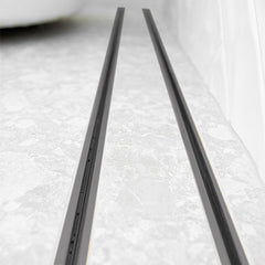 Custom Made Slimline Tile Insert Shower Drain Gun Metal 300-3000x100x21mm
