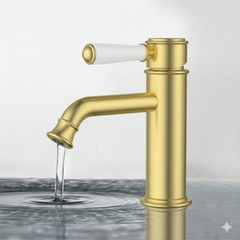 Clasico Basin Mixer Ceramic Handle Brushed Gold HYB868-203A-BG