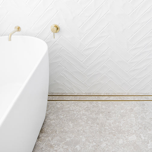 Custom Made Slimline Tile Insert Shower Drain Matt Gold 300-3000x100x21mm