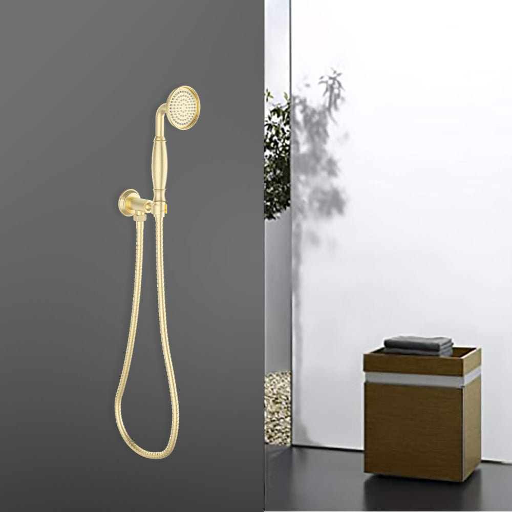 Clasico Vintage Hand shower On Wall Outlet Bracket in Brushed Gold - HPA868-101-1BG