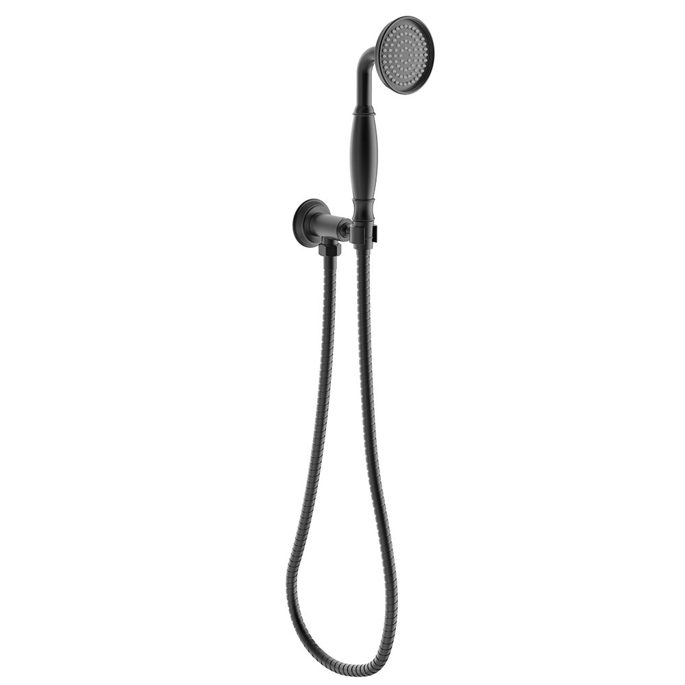 Clasico Vintage Hand shower On Wall Outlet Bracket in Matt Black - HPA868-101-1MB