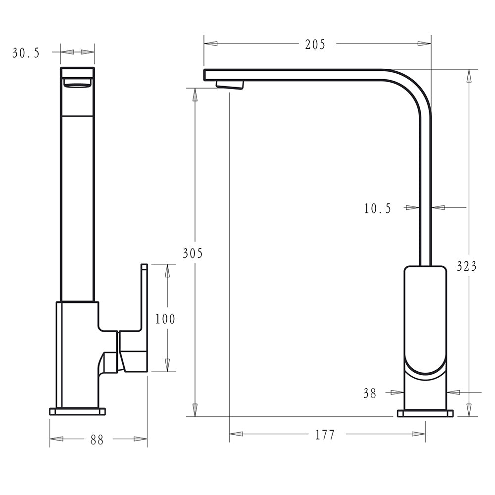 Ceram Sink Mixer Brushed Nickel HYB636-101LF-BN