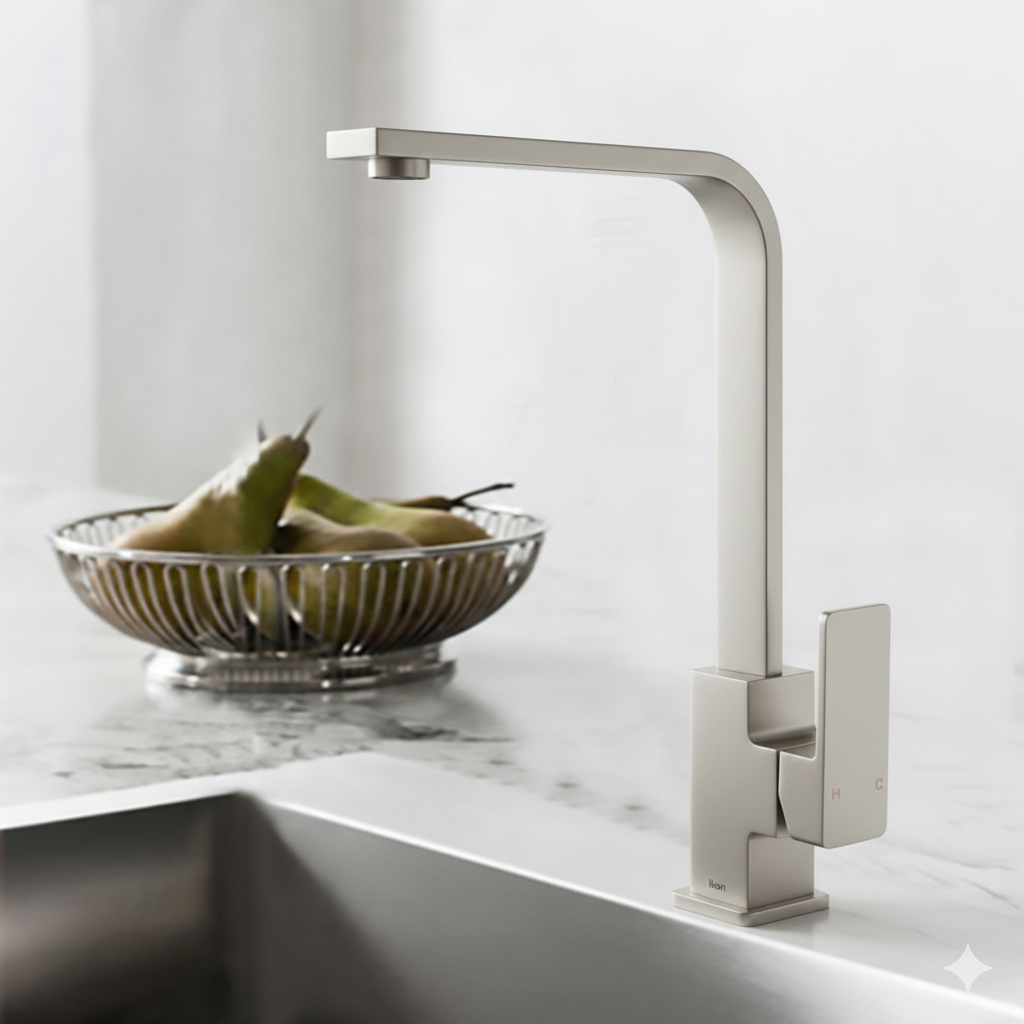 Ceram Sink Mixer Brushed Nickel HYB636-101LF-BN