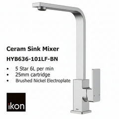 Ceram Sink Mixer Brushed Nickel HYB636-101LF-BN