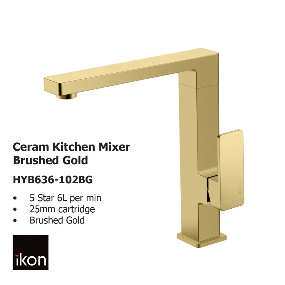 Ceram Kitchen Mixer Brushed Gold HYB636-102BG