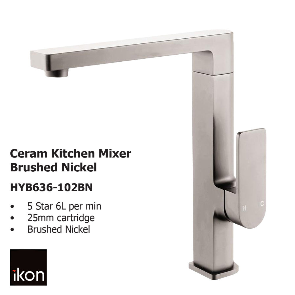 Ceram Kitchen Mixer Brushed Nickel HYB636-102BN