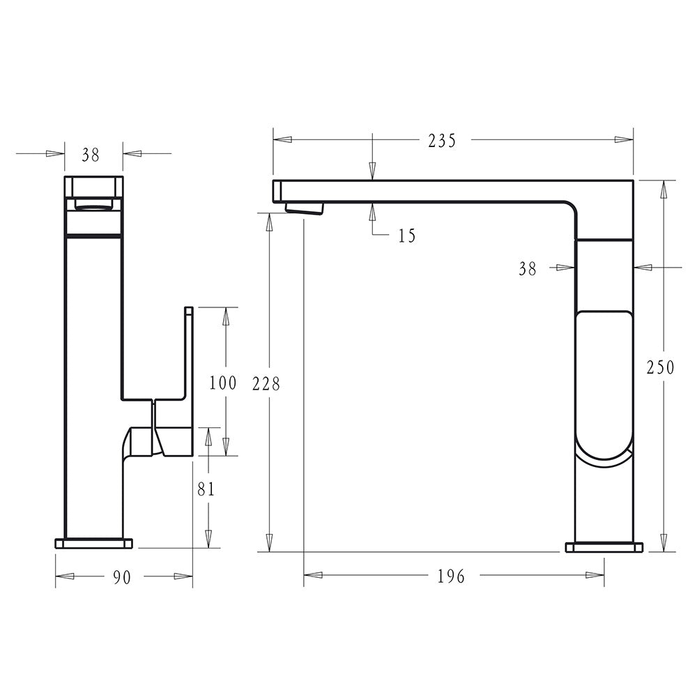 Ceram Sink Mixer Matt Black HYB636-102MB