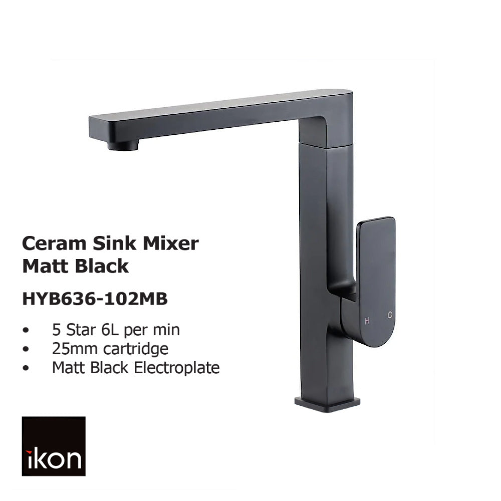 Ceram Sink Mixer Matt Black HYB636-102MB