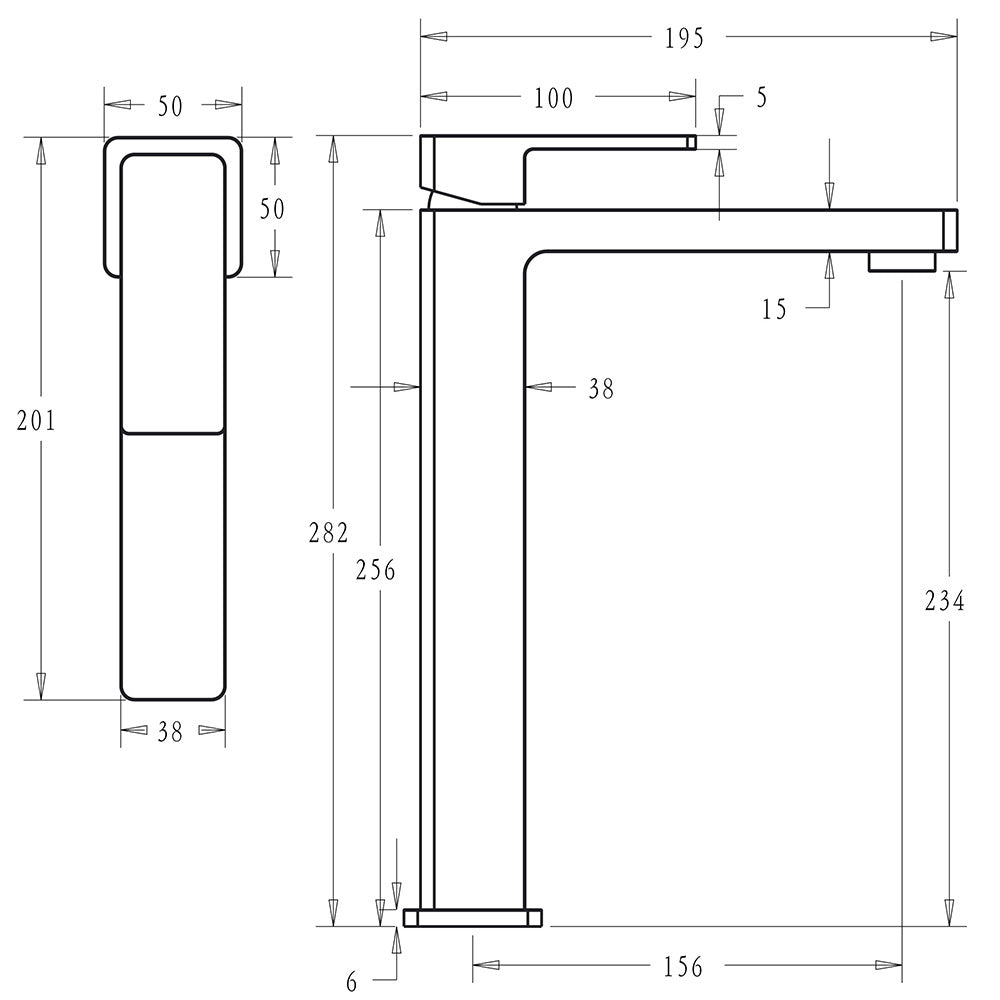 Ceram High Rise Basin Mixer Brushed Gold HYB636-202LF-BG