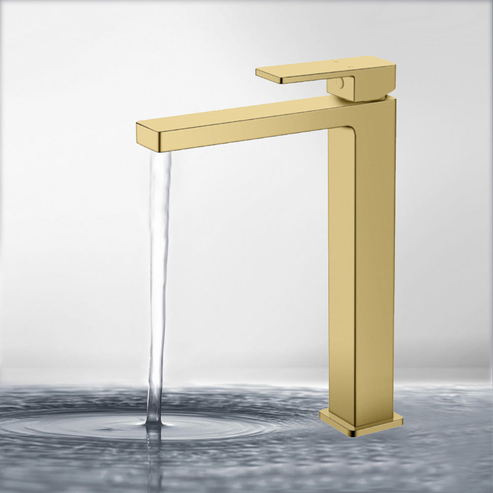 Ceram High Rise Basin Mixer Brushed Gold HYB636-202LF-BG